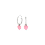 Rhodinierte Silber Creolen Herz m/Rosa Emaille