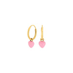 Goldp. silver hoops heart w. pink enamel