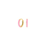 Goldp. silver hoops w. pink enamel