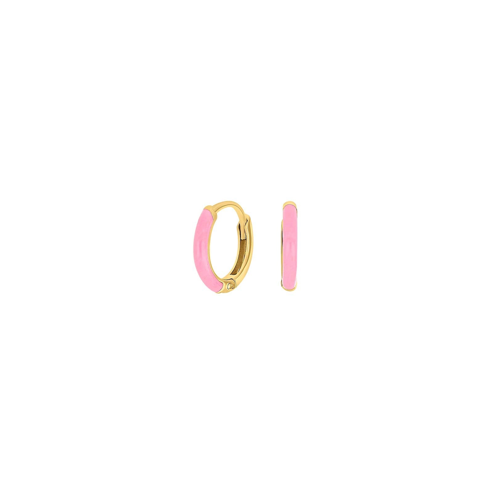 Goldp. silver hoops w. pink enamel