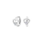 Rhd. siver hoops hearts w. white cz