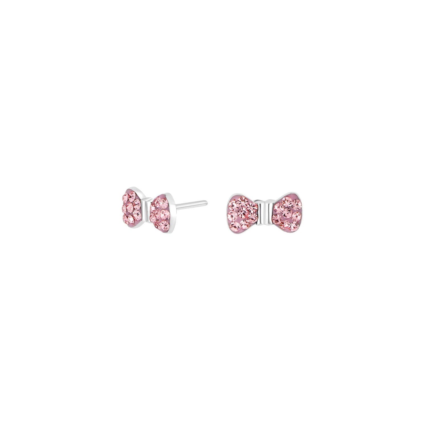 Rhodinierte. Silber Ohrstecker Schleife m. Rosa cz