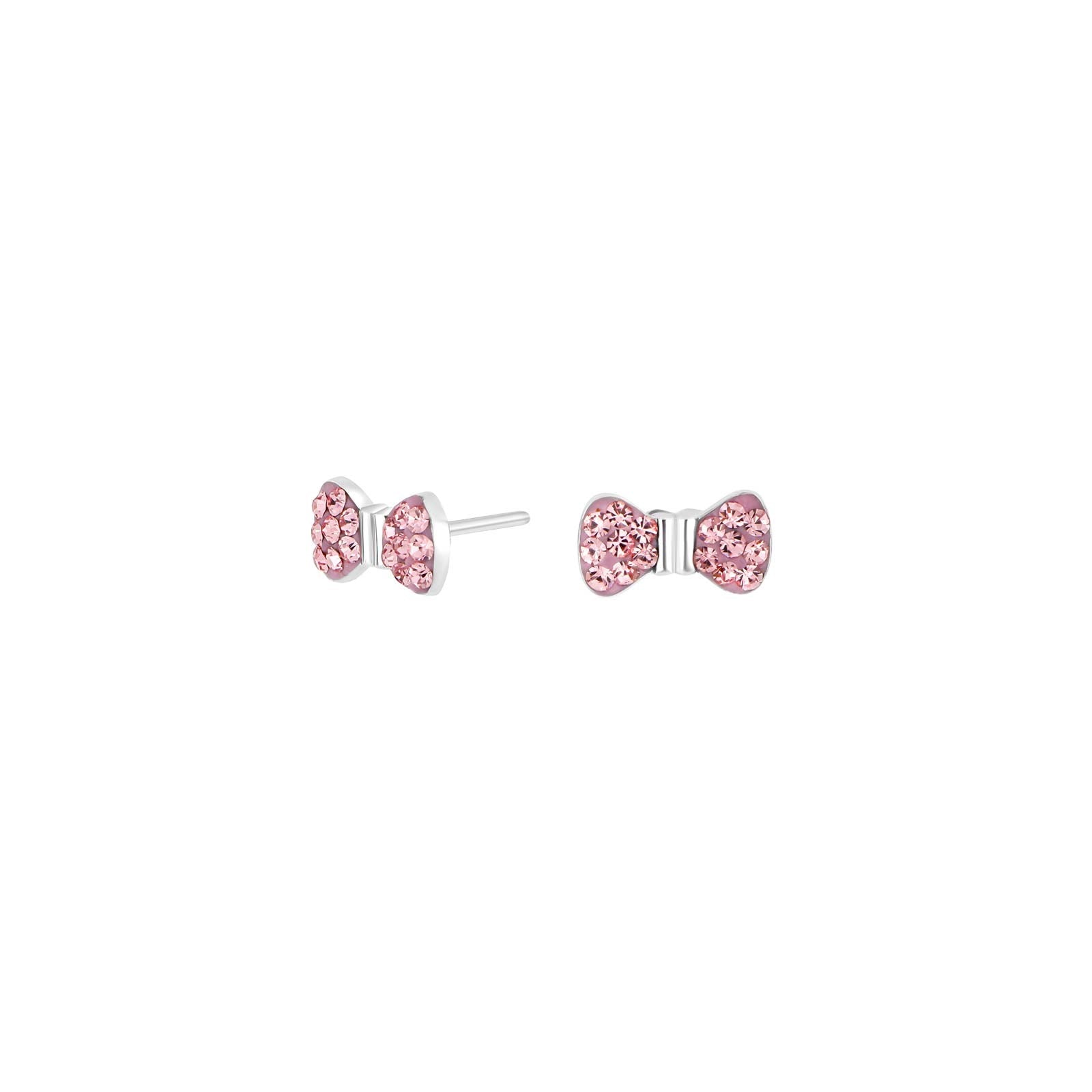 Rhodinierte. Silber Ohrstecker Schleife m. Rosa cz