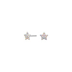 Rhd. silver earrings star w. white cz