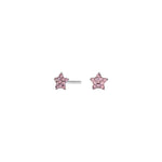 Rhd. silver earrings star w. purple cz
