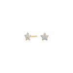Goldp. silver earrings star w. white cz