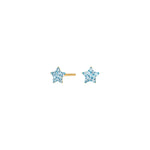 Goldp. silver earrings star w. light blue cz