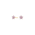Goldp. silver earrings star w. pink cz