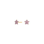 Goldp. silver earrings star w. purple cz