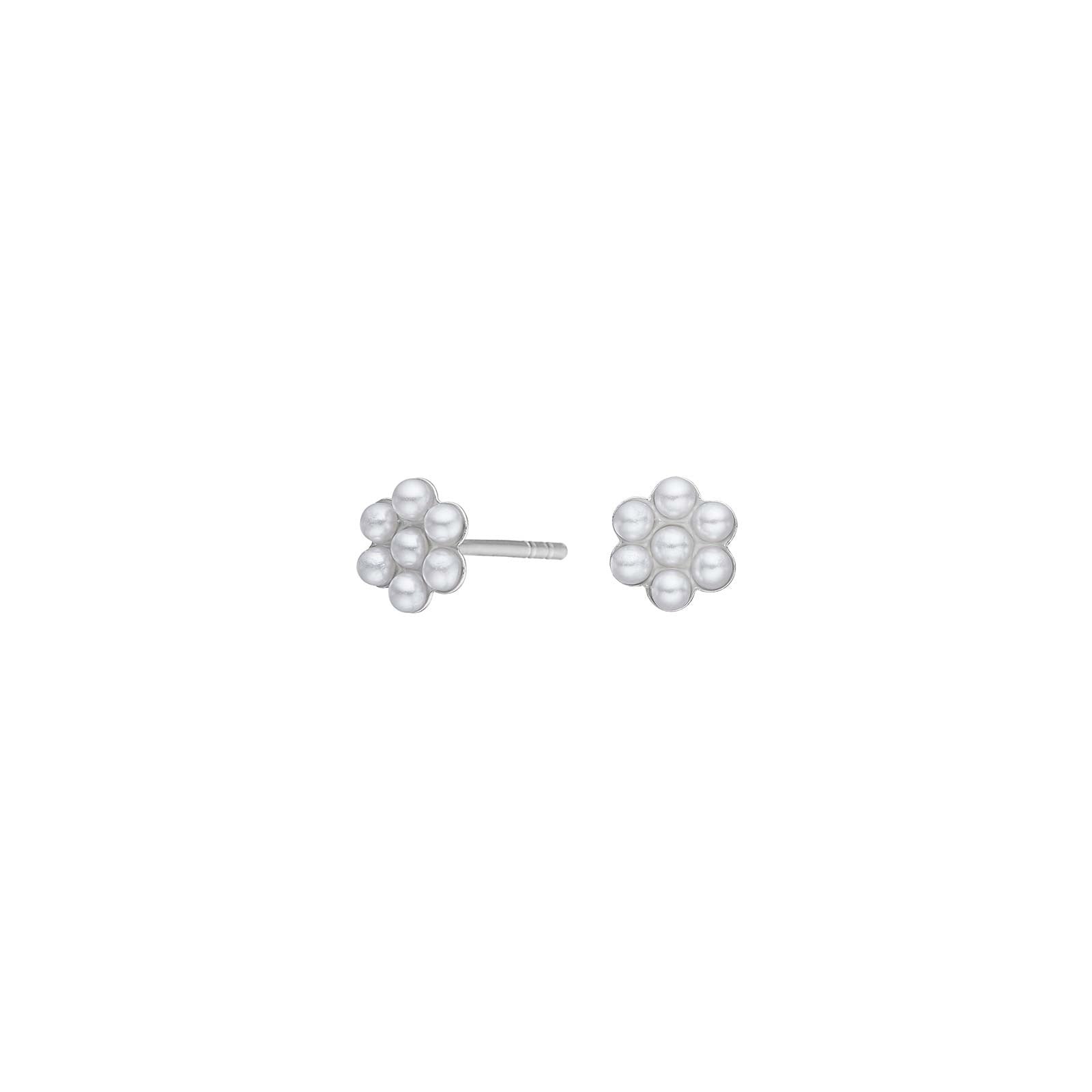 Rhd. silver earrings w. pearls