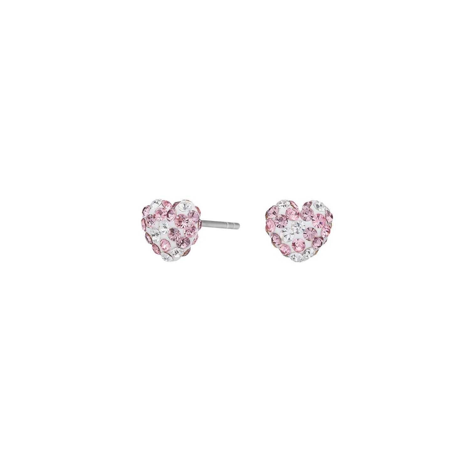 Rhod. Silber Ohrstecker Herz m. rosa mix cz