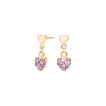 Goldp. silver earrings heart w. rosa mix cz.
