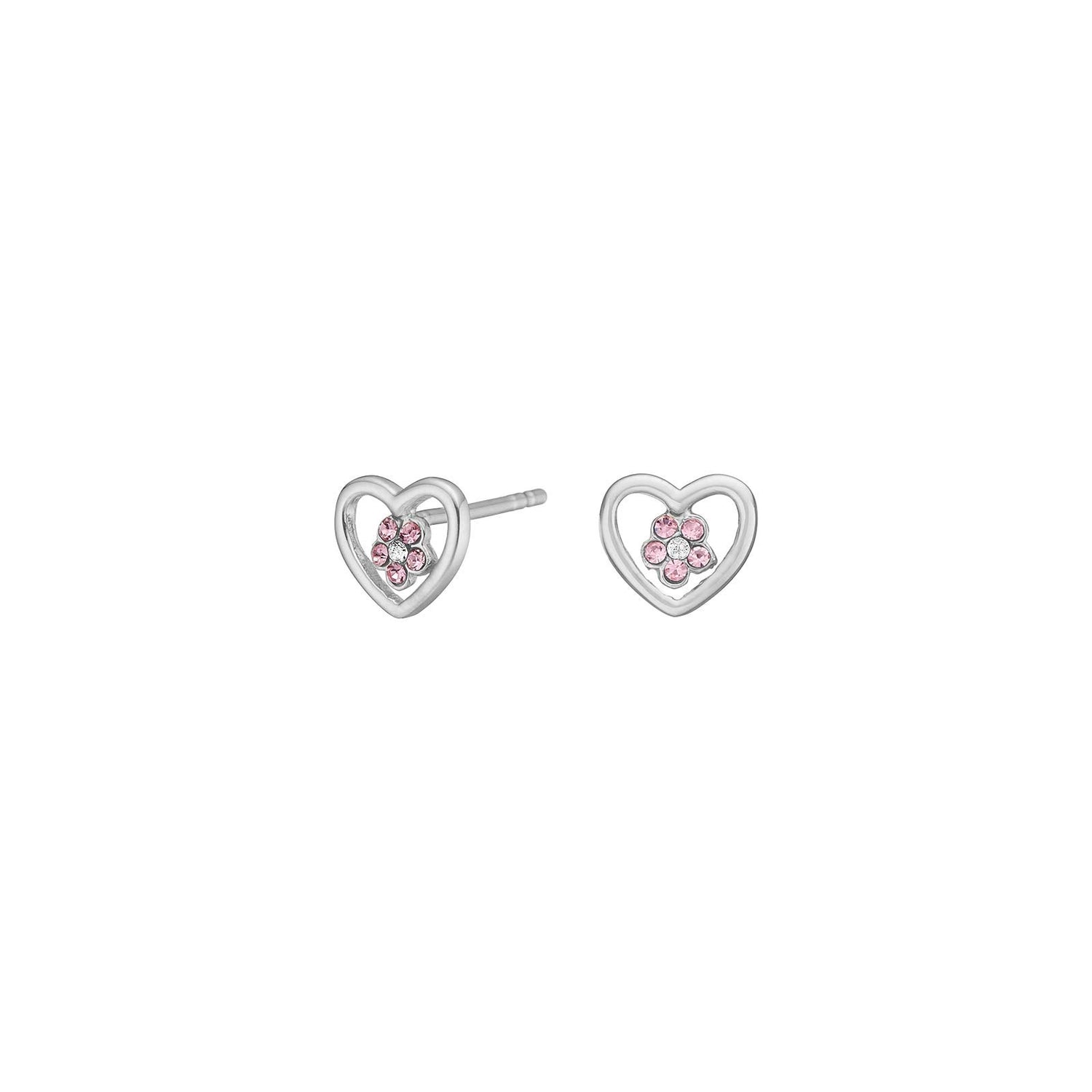 Rhodinierte. Silber Ohrstecker Herz