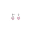 Silver heart stud earrings with cz/epoxy