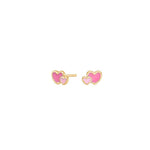 Silver heart stud earrings with epoxy