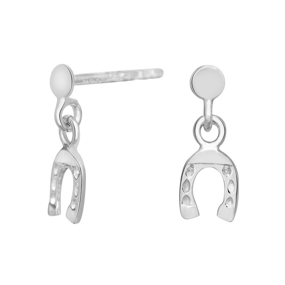 Rhod. silver earrings w/horseshoe