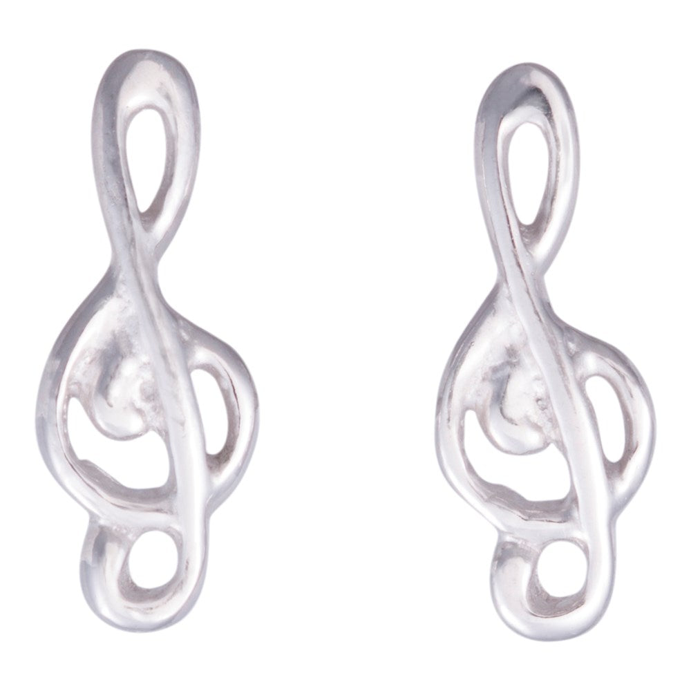 Rhod. silver earrings clef