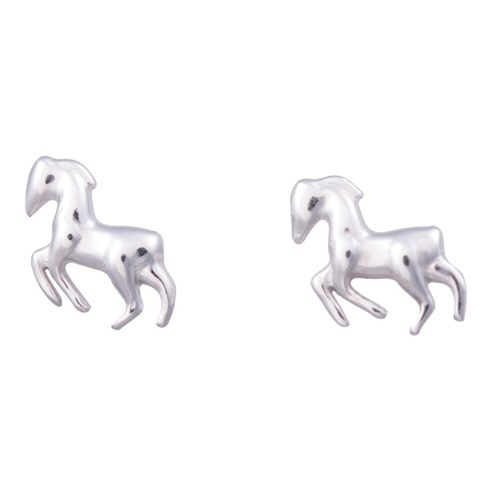 Rhod. silver earrings horse
