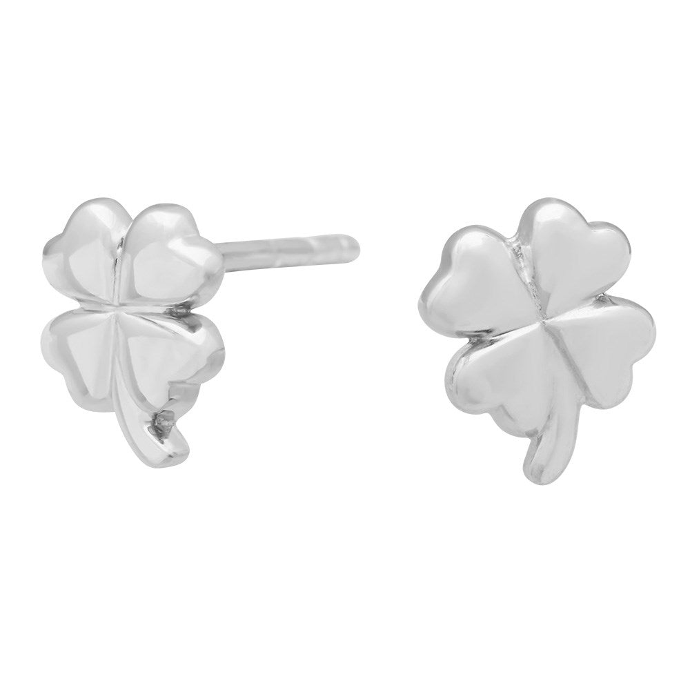 Rhod. Silberohrringe Kleeblatt