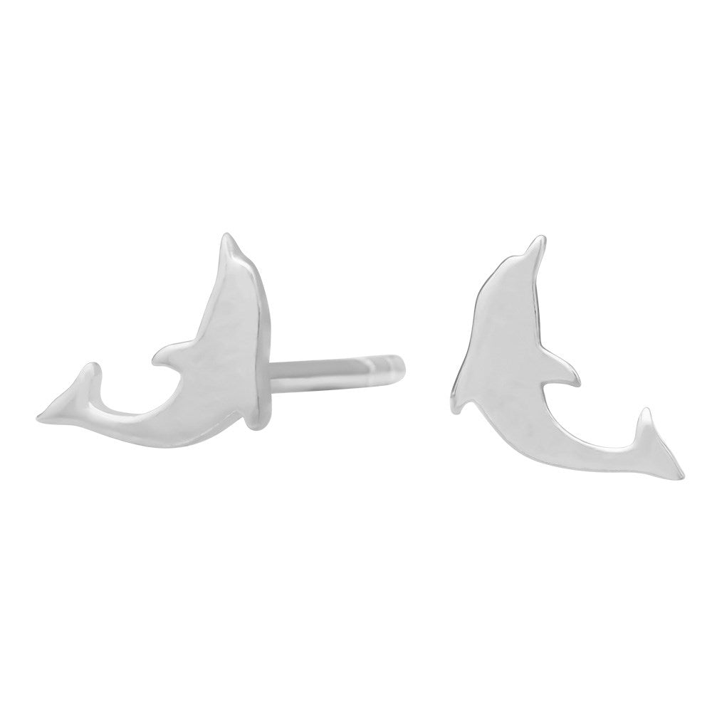 Rhod. Silberohrringe Delfin