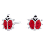 Rhod. silver earrings ladybird w/enamel