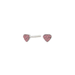Rhod. silver earrings heart w/ pink cz.