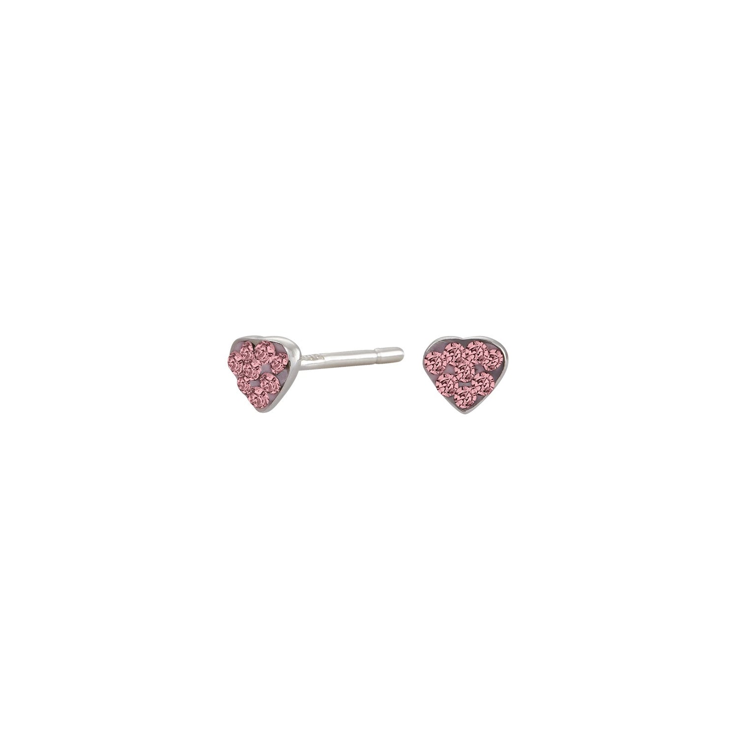 Rhod. sølvørestikker hjerte m/pink cz.