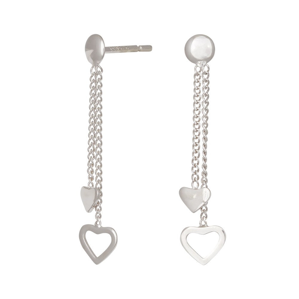 Rhod. silver earrings w/hearts