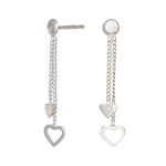 Rhod. silver earrings w/hearts