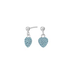 Rhod. silver earrings w/light blue cz.