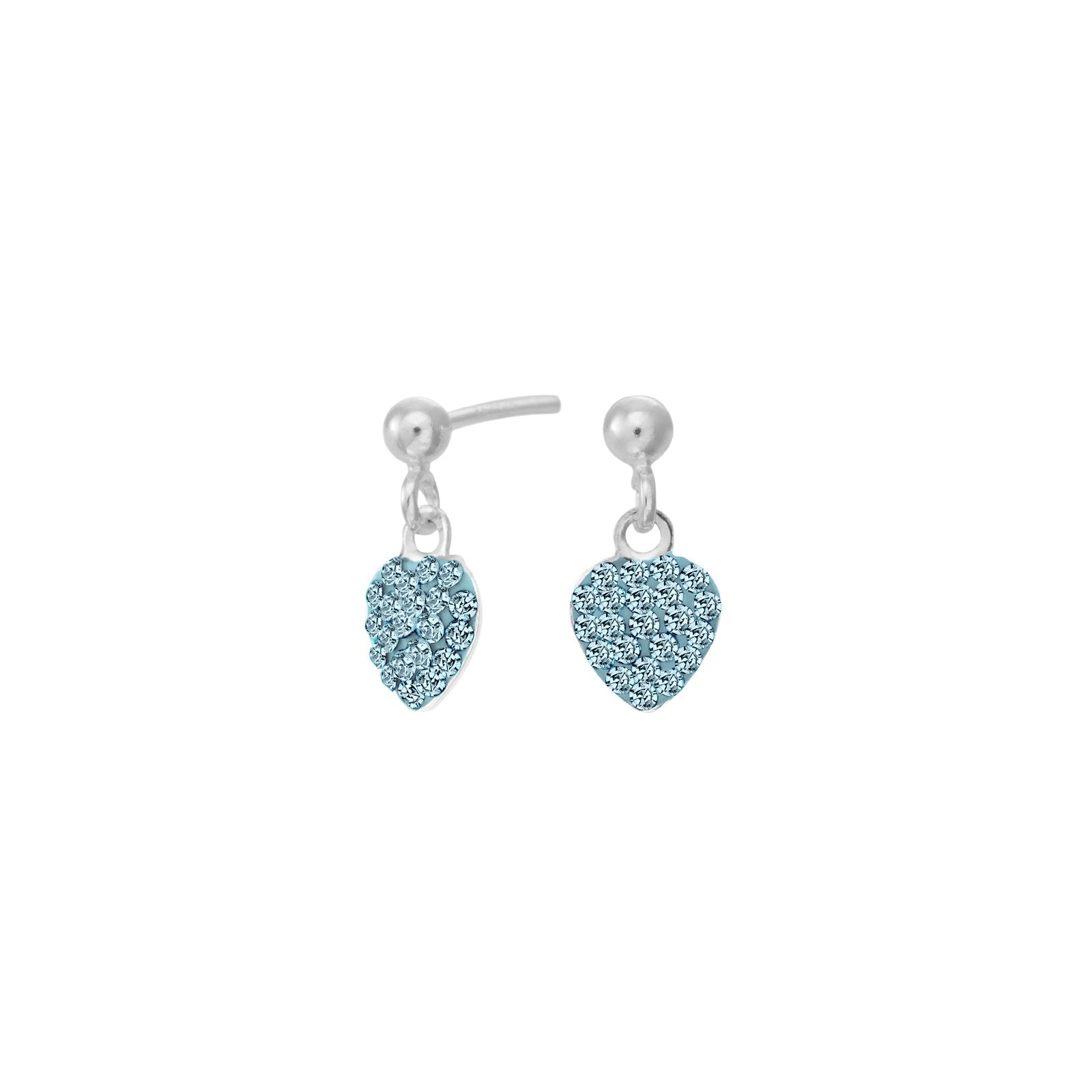 Rhod. silver earrings w/light blue cz.