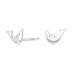 Rhod. silver earrings dolphin