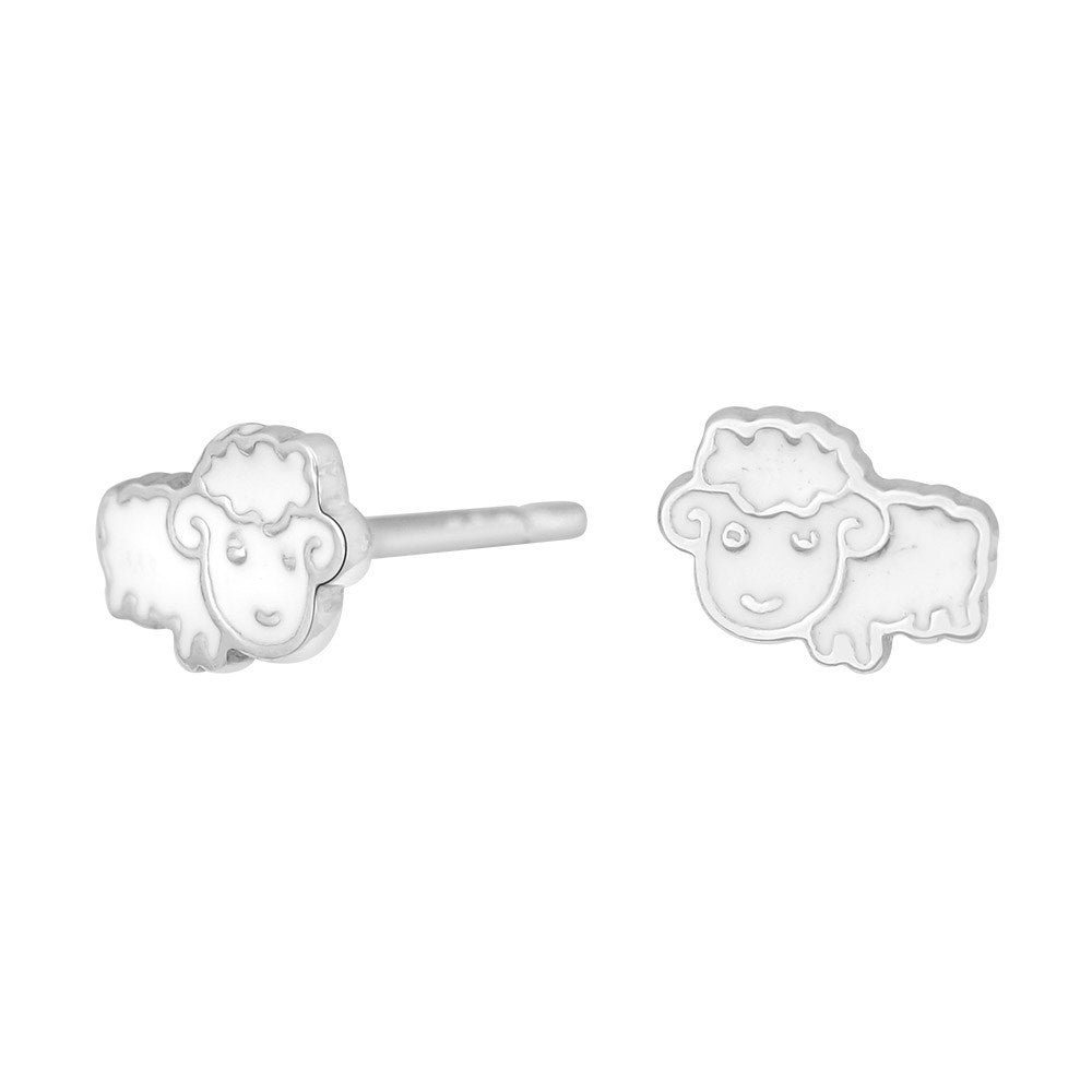 Rhod. silver earrings sheep