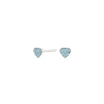 Rhod. silver earrings heart w/blue cz.