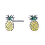 Rhod. silver earrings pineapple w/enamel