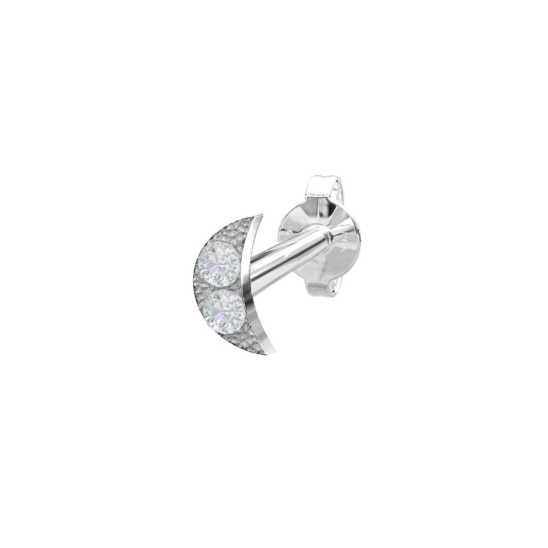 Rhod. silver earring w/cz PIERCE52 1 pc.