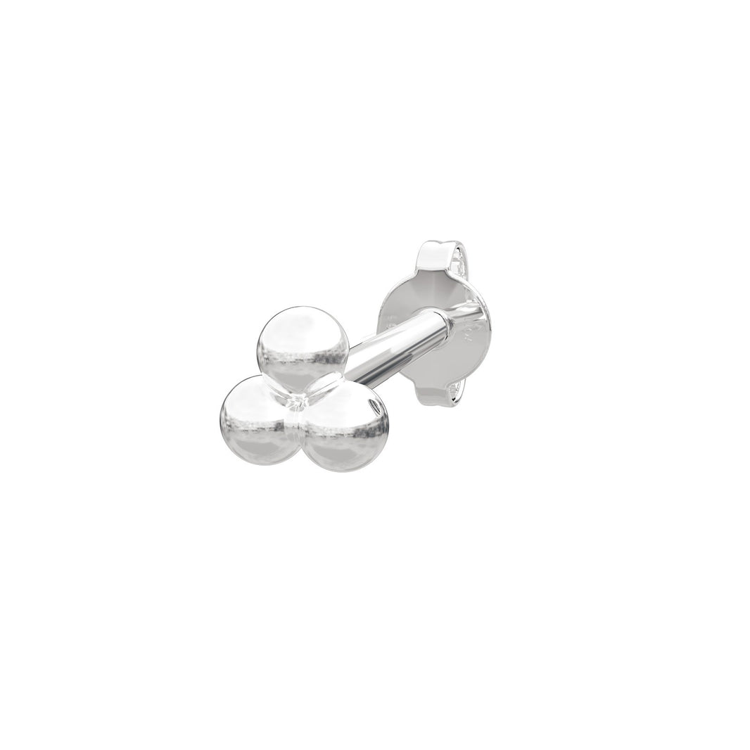 Rhod. silver earring w/3 balls PIERCE52 1 pc.
