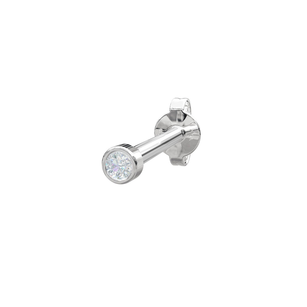 Rhod. silver earring w/cz PIERCE52 1 pc.