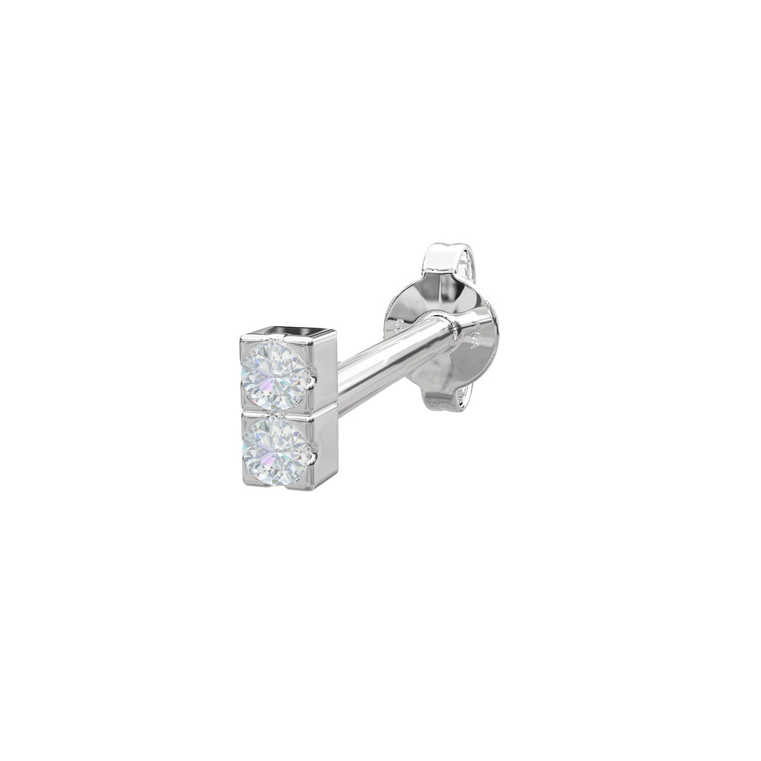 Rhod. silver earring w/2 cz PIERCE52 1 pc.