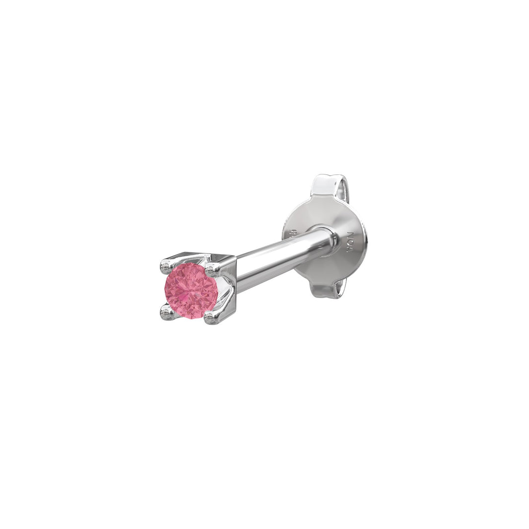 Rhod. sølvørestik m/pink topaz farve cz PIERCE52 1