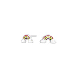 Rhod. silver earrings rainbow w/enamel