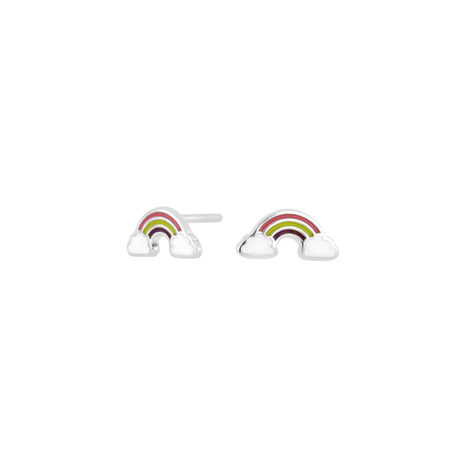 Rhod. silver earrings rainbow w/enamel