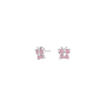 Rhod. silver earrings butterfly w/pink cz