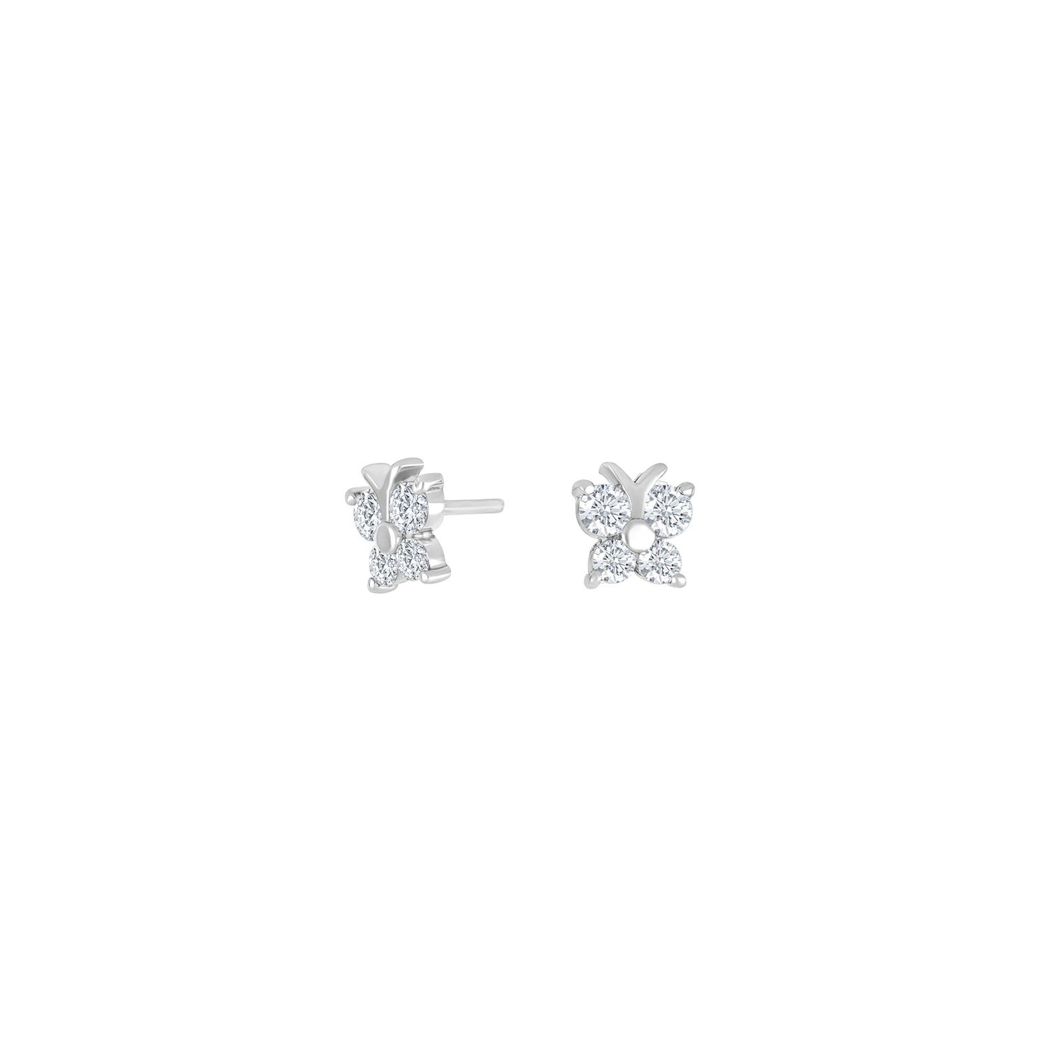 Rhod. silver earrings butterfly w/cz