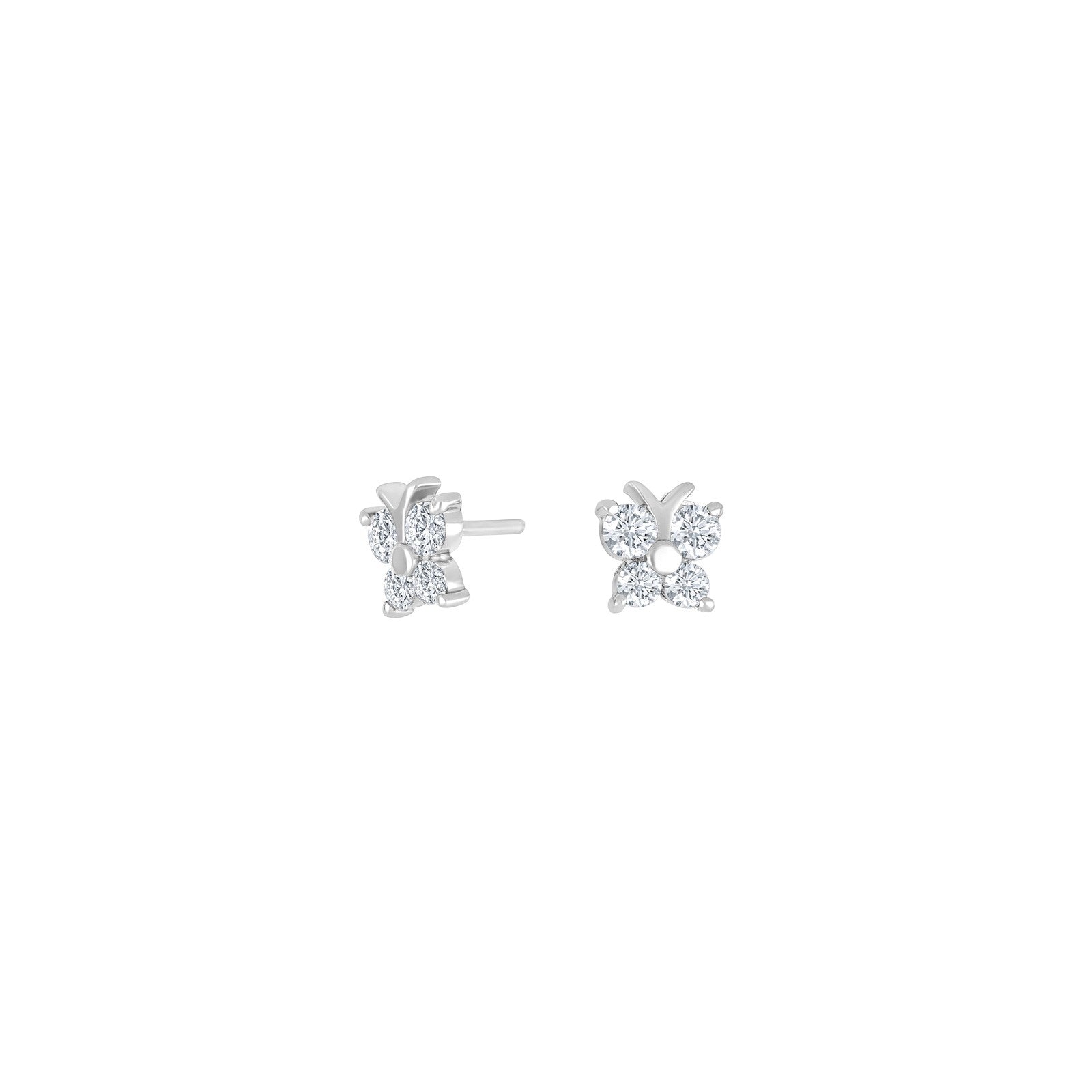 Rhod. silver earrings butterfly w/cz