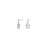Rhod. silver earrings butterfly w/cz