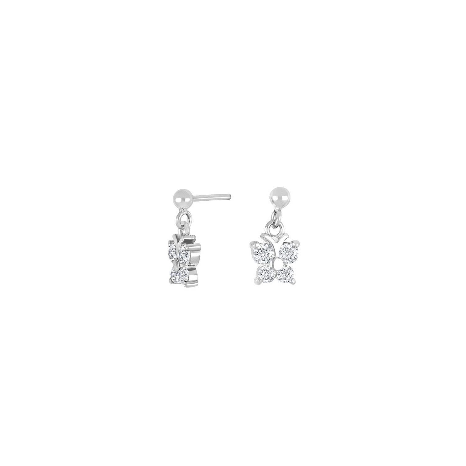 Rhod. silver earrings butterfly w/cz