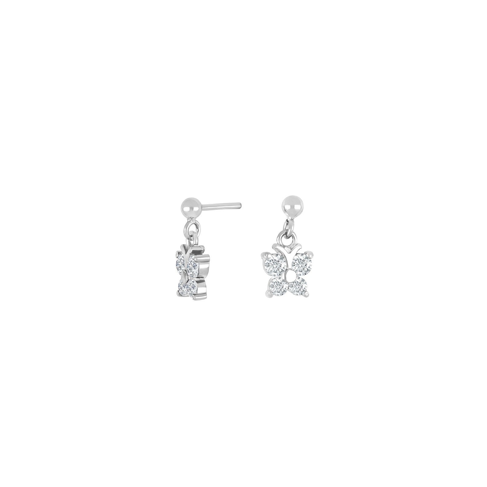 Rhod. silver earrings butterfly w/cz