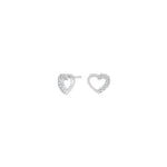 Rhod. silver earrings heart w/cz
