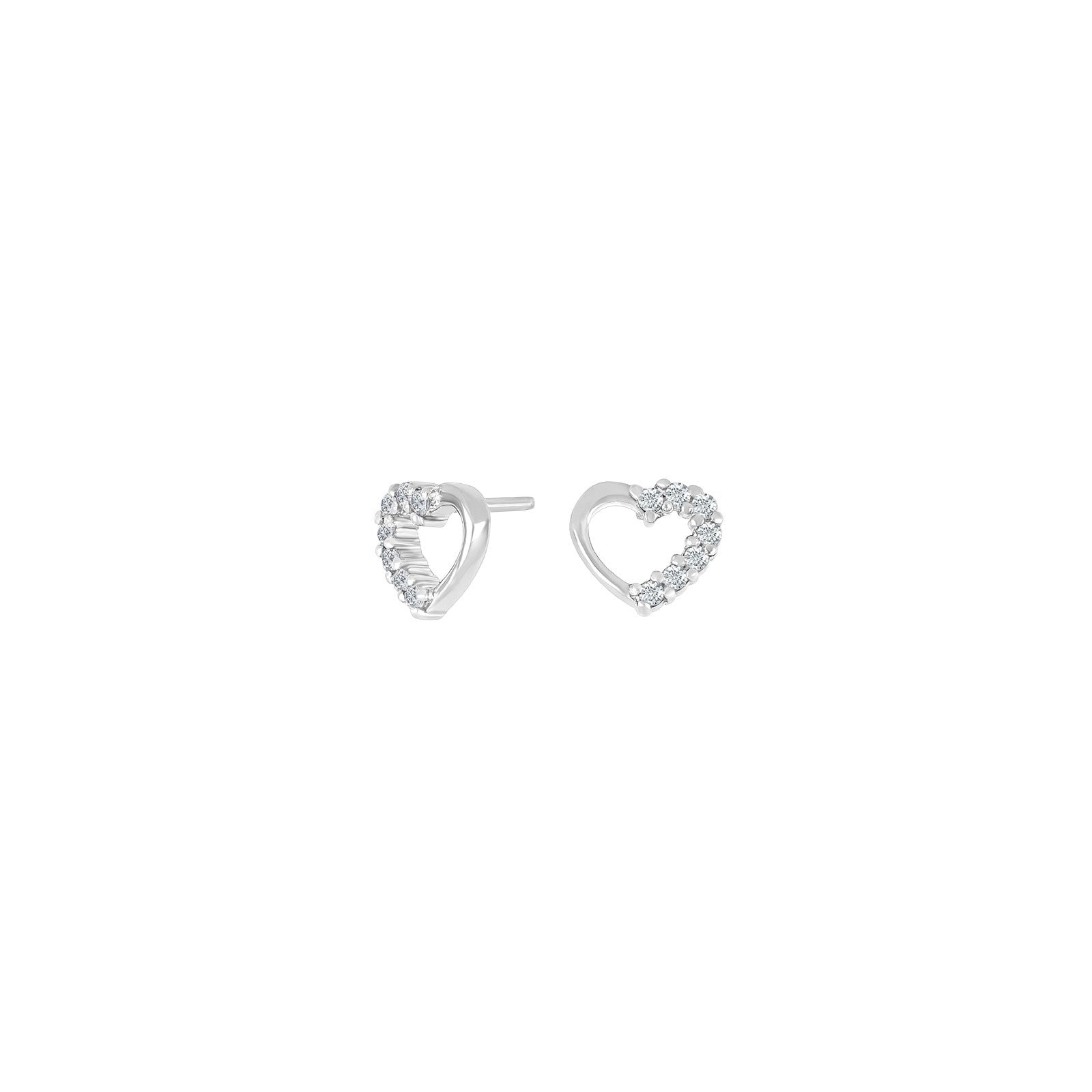 Rhod. silver earrings heart w/cz